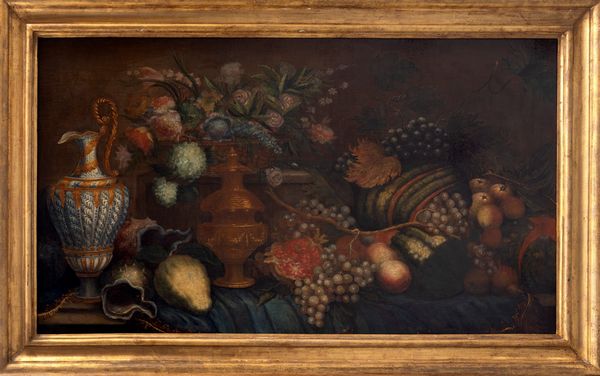Imitatore di Michelangelo Pace, detto Michelangelo del Campidoglio : Frutta, fiori, vasellame e conchiglie su un tavolo  - Asta Dipinti e Disegni Antichi - Associazione Nazionale - Case d'Asta italiane