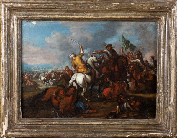Scuola italiana, secolo XVII : Battaglia  - Asta Dipinti e Disegni Antichi - Associazione Nazionale - Case d'Asta italiane