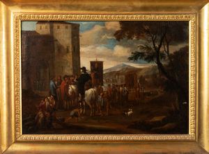 Artista fiammingo attivo a Roma, secolo XVII : Il ciarlatano  - Asta Dipinti e Disegni Antichi - Associazione Nazionale - Case d'Asta italiane