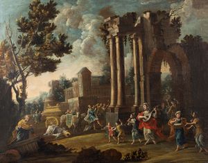Scuola napoletana, secolo XVII - Davide riporta a Gerusalemme lArca dellAlleanza