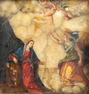Scuola dell'Italia settentrionale, secolo XVII : Annunciazione  - Asta Dipinti e Disegni Antichi - Associazione Nazionale - Case d'Asta italiane
