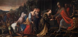 Pittore nordico attivo a Roma, inizi secolo XVII - Incontro tra Salomone e la Regina di Saba