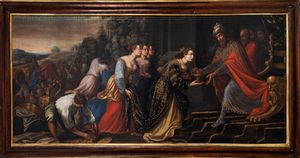 Pittore nordico attivo a Roma, inizi secolo XVII : Incontro tra Salomone e la Regina di Saba  - Asta Dipinti e Disegni Antichi - Associazione Nazionale - Case d'Asta italiane