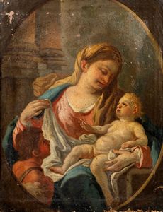 Scuola napoletana, secolo XVIII - Madonna con Bambino e San Giovannino