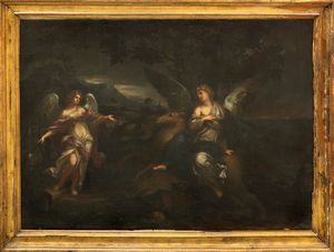 Scuola dell'Italia centrale, secolo XVII : Scena allegorica  - Asta Dipinti e Disegni Antichi - Associazione Nazionale - Case d'Asta italiane