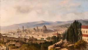Scuola italiana, secolo XIX - Veduta di Firenze da Forte Belvedere