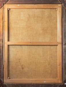 Scuola napoletana, fine secolo XVII - inizi secolo XVIII : Veduta di porto mediterraneo con velieri e astanti  - Asta Dipinti e Disegni Antichi - Associazione Nazionale - Case d'Asta italiane