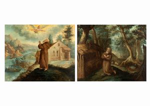Scuola fiamminga, fine secolo XVII - inizi secolo XVIII - Due eremiti: Salomon e Anub