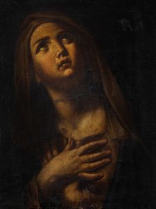 Scuola bolognese, secolo XVII : Madonna orante  - Asta Dipinti e Disegni Antichi - Associazione Nazionale - Case d'Asta italiane