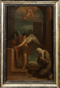 Scuola romana, secolo XVII : Visione di Santa Margherita da Cortona (bozzetto)  - Asta Dipinti e Disegni Antichi - Associazione Nazionale - Case d'Asta italiane
