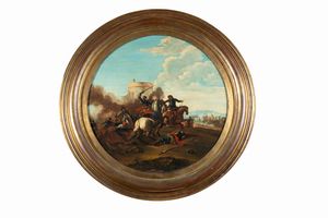Scuola italiana, secolo XVIII : Due scene di battaglia, en pendant  - Asta Dipinti e Disegni Antichi - Associazione Nazionale - Case d'Asta italiane