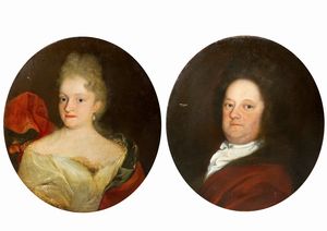 Scuola austriaca, secolo XVIII - Ritratto di nobildonna; e Ritratto di nobiluomo