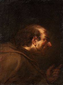 Scuola napoletana, secolo XVII - Figura virile di profilo