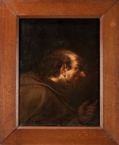 Scuola napoletana, secolo XVII : Figura virile di profilo  - Asta Dipinti e Disegni Antichi - Associazione Nazionale - Case d'Asta italiane