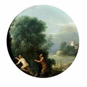 Artista fiammingo attivo a Roma, fine secolo XVI - inizi secolo XVII : Cefalo e Procri; e Pan e Siringa,  en pendant  - Asta Dipinti e Disegni Antichi - Associazione Nazionale - Case d'Asta italiane
