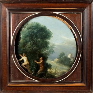 Artista fiammingo attivo a Roma, fine secolo XVI - inizi secolo XVII : Cefalo e Procri; e Pan e Siringa,  en pendant  - Asta Dipinti e Disegni Antichi - Associazione Nazionale - Case d'Asta italiane