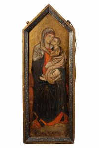 Imitatore di Duccio di Buoninsegna : Madonna con Bambino  - Asta Dipinti e Disegni Antichi - Associazione Nazionale - Case d'Asta italiane