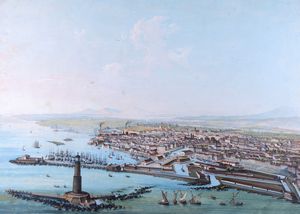 Scuola italiana, secolo XIX : Due vedute di Livorno  - Asta Dipinti e Disegni Antichi - Associazione Nazionale - Case d'Asta italiane