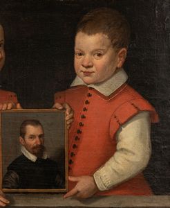 Jan Soens : Autoritratto del pittore con i due figli  - Asta Dipinti e Disegni Antichi - Associazione Nazionale - Case d'Asta italiane