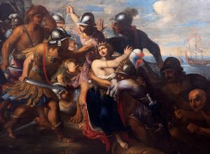 Scuola romana, secolo XVII - Ratto di Elena