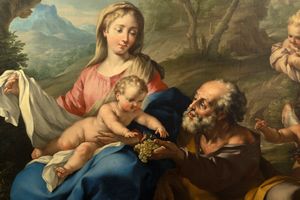 Ludovico Mazzanti : Riposo durante la fuga in Egitto  - Asta Dipinti e Disegni Antichi - Associazione Nazionale - Case d'Asta italiane