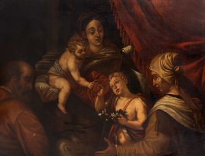 Scuola veneta, secolo XVII - Sacra Famiglia con San Giovannino e Santa Elisabetta