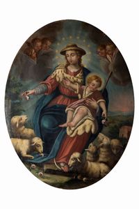 Scuola italiana, secolo XVIII : Madonna con Bambino  - Asta Dipinti e Disegni Antichi - Associazione Nazionale - Case d'Asta italiane