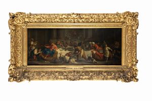 Seguace di Pierre Subleyras : Cena in casa di Simone il Fariseo  - Asta Dipinti e Disegni Antichi - Associazione Nazionale - Case d'Asta italiane