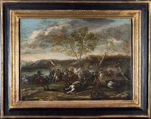 Scuola italiana, secolo XVII : Battaglia  - Asta Dipinti e Disegni Antichi - Associazione Nazionale - Case d'Asta italiane