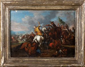 Scuola italiana, secolo XVII : Battaglia  - Asta Dipinti e Disegni Antichi - Associazione Nazionale - Case d'Asta italiane