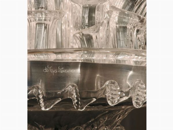 Grande lampadario in vetro soffiato incolore  - Asta Arredi e Dipinti da una dimora della Val d'Elsa - Lotti 1-303 - Associazione Nazionale - Case d'Asta italiane