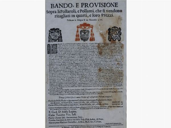 Antico bando  - Asta Arredi e Dipinti da una dimora della Val d'Elsa - Lotti 1-303 - Associazione Nazionale - Case d'Asta italiane