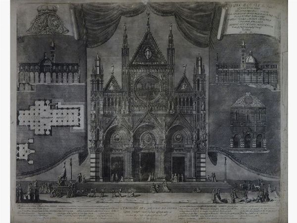 Facciata del Duomo di Siena 1778  - Asta Arredi e Dipinti da una dimora della Val d'Elsa - Lotti 1-303 - Associazione Nazionale - Case d'Asta italiane