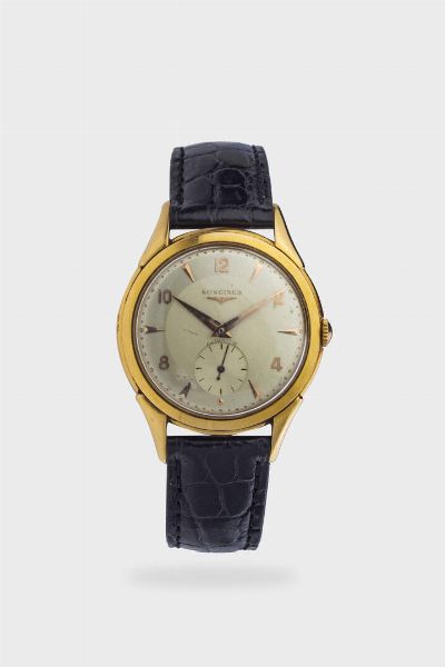 Mod. Solo Tempo, anni '60<BR>24x30 mm<BR>Cassa in oro con fondello a scatto ad anse lavorate. Quadrante bitonale con indici geometrici applicati e secondi continui al 6.<BR>Movimento a carica automatica  - Asta Orologi  - Associazione Nazionale - Case d'Asta italiane
