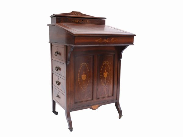 Scrittoio Davenport in mogano, radica ed altre essenze  - Asta La casa classica. Stile intramontabile - Associazione Nazionale - Case d'Asta italiane
