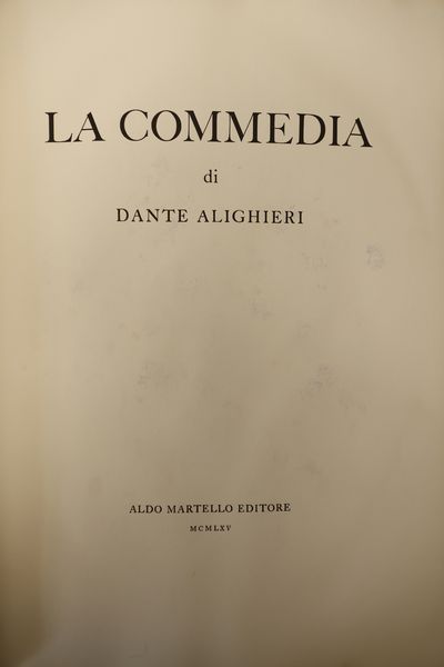 DANTE ALIGHIERI : La Divina Commedia  - Asta La casa classica. Stile intramontabile - Associazione Nazionale - Case d'Asta italiane
