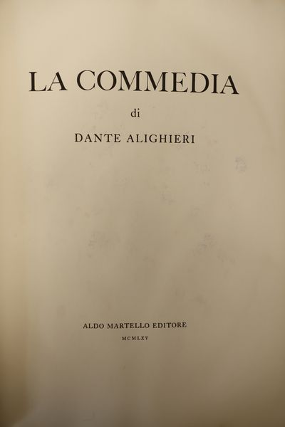 DANTE ALIGHIERI : La Divina Commedia  - Asta La casa classica. Stile intramontabile - Associazione Nazionale - Case d'Asta italiane