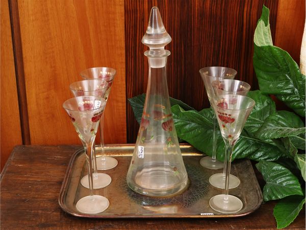 Set da aperitivo in vetro soffiato iridescente  - Asta La casa classica. Stile intramontabile - Associazione Nazionale - Case d'Asta italiane