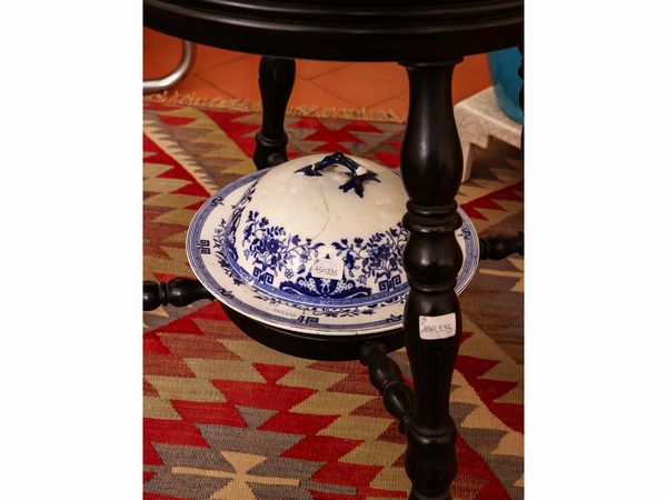 Tavolino Lazy Susan in legno ebanizzato e ceramica Minton  - Asta La casa classica. Stile intramontabile - Associazione Nazionale - Case d'Asta italiane