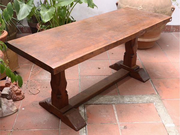 Tavolino basso rustico da caff� in noce ed altre essenze  - Asta La casa classica. Stile intramontabile - Associazione Nazionale - Case d'Asta italiane