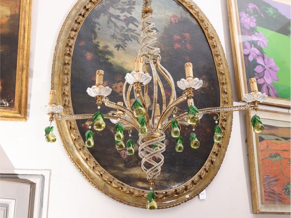 Lampadario in vetro e metallo dorato  - Asta La casa classica. Stile intramontabile - Associazione Nazionale - Case d'Asta italiane