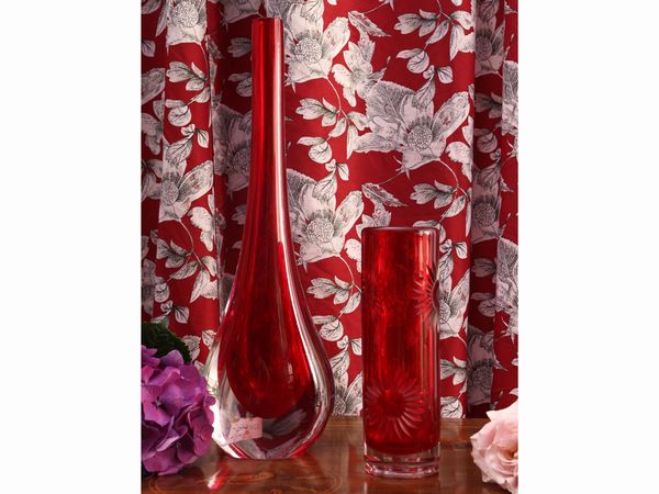 Vaso in vetro sommerso rosso, Formia  - Asta La casa classica. Stile intramontabile - Associazione Nazionale - Case d'Asta italiane