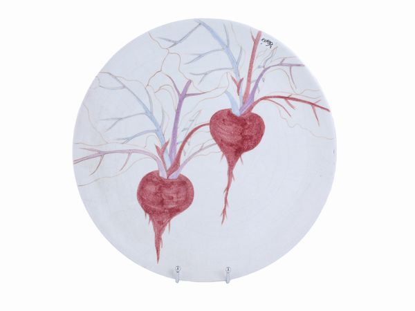 Coppia di piatti da parata in terracotta invetrtiata, Ernestine Salerno, 1952  - Asta La casa classica. Stile intramontabile - Associazione Nazionale - Case d'Asta italiane