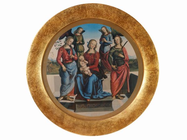 Madonna in trono con Bambino, due Sante e du angeli, dal Perugino  - Asta La casa classica. Stile intramontabile - Associazione Nazionale - Case d'Asta italiane