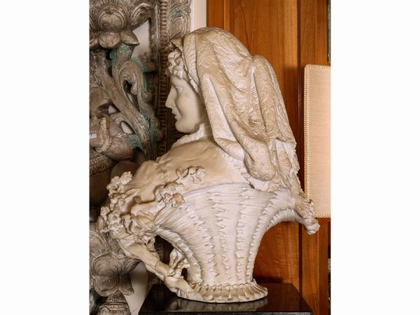 Scuola italiana del XIX secolo : Busto di fanciulla con pizzi  - Asta La casa classica. Stile intramontabile - Associazione Nazionale - Case d'Asta italiane