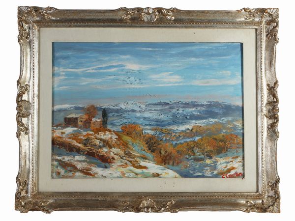 Emilio Comba : Pesaggio innevato  - Asta La casa classica. Stile intramontabile - Associazione Nazionale - Case d'Asta italiane