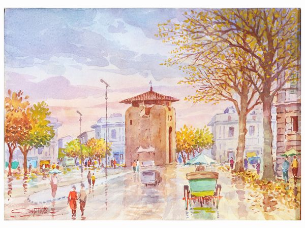 Giovanni Ospitali : Scorcio fiorentino  - Asta La casa classica. Stile intramontabile - Associazione Nazionale - Case d'Asta italiane