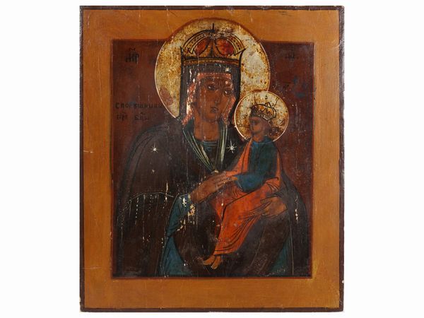 Due icone raffiguranti Madonna con Bambino e Santi  - Asta La casa classica. Stile intramontabile - Associazione Nazionale - Case d'Asta italiane