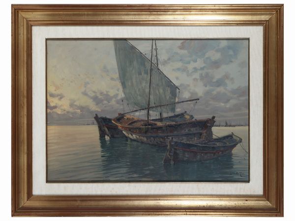 Francesco Maria Pieri : Marina con barche  - Asta La casa classica. Stile intramontabile - Associazione Nazionale - Case d'Asta italiane