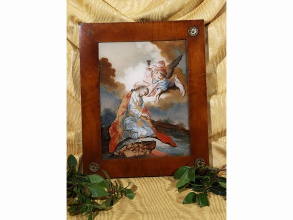 Scuola emiliana : Cristo sul Monte degli Ulivi consolato dall'angelo  - Asta La casa classica. Stile intramontabile - Associazione Nazionale - Case d'Asta italiane